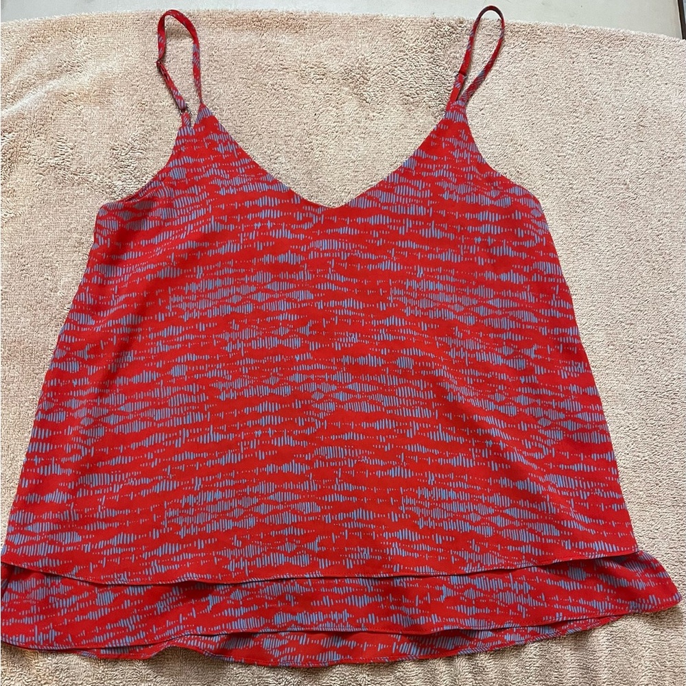 Allison Joy Red Blue Abstract Print Layered Cami Tank Top Womens XS